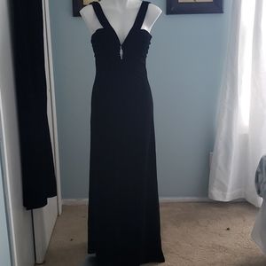 Black velvet evening gown